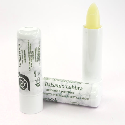 Balsamo Labbra con Burro di Cacao e Karité, Olio di Jojoba, Oliva, Ricino e Albicocca e Vitamina E