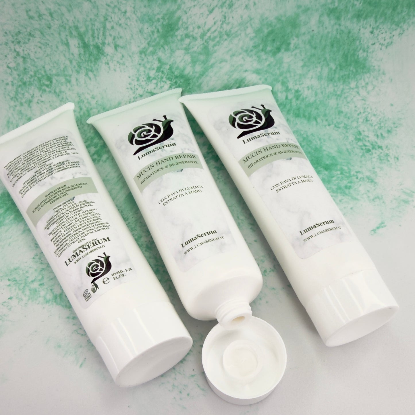 Mucin Hand Repair con Centella Asiatica, Vitamina E, Melograno e Burro di Karité