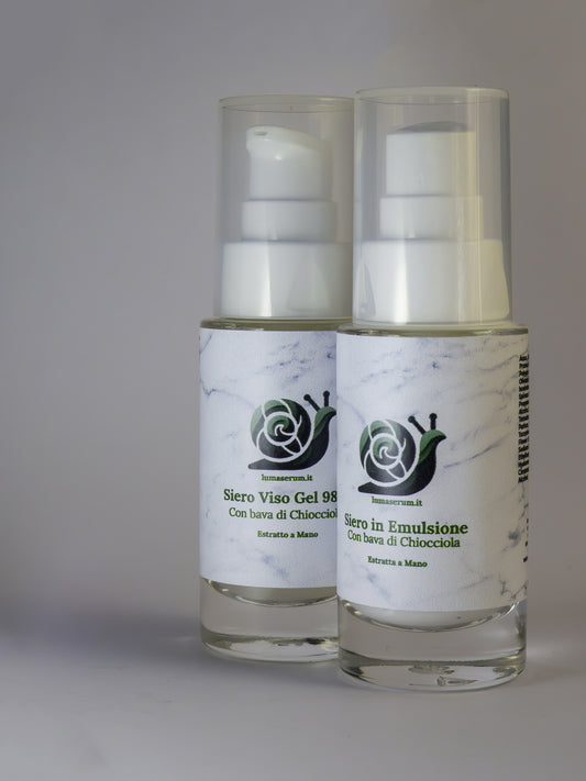 Siero Viso in Emulsione con Bava di Lumaca estratta a mano, Acido Ialuronico, Camomilla e Vitamina E